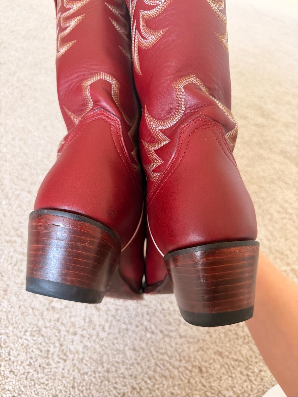 Tecovas The Annie Cowgirl Western Boots in Scarlet Cowhide - Picture 8 of 10